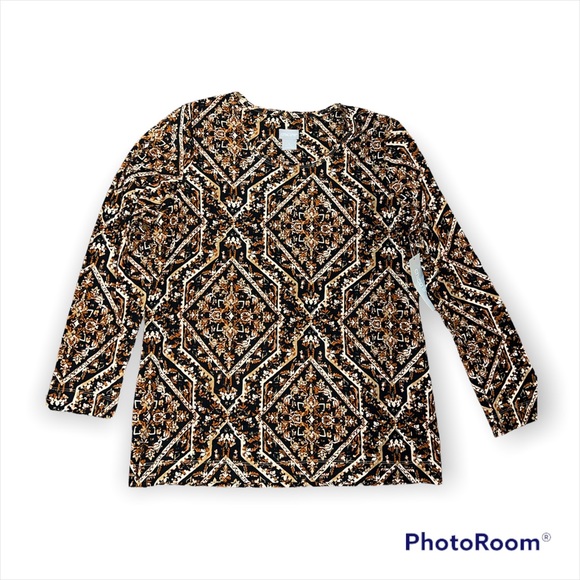 Chicos 1 Women’s Block Print Layering Tee Long Sleeve - Picture 2 of 7